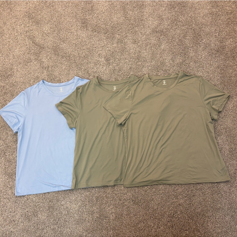 UINKE Women’s Activewear Moisture Wicking T-shirt pack of 3 Blue and Green 2XL
